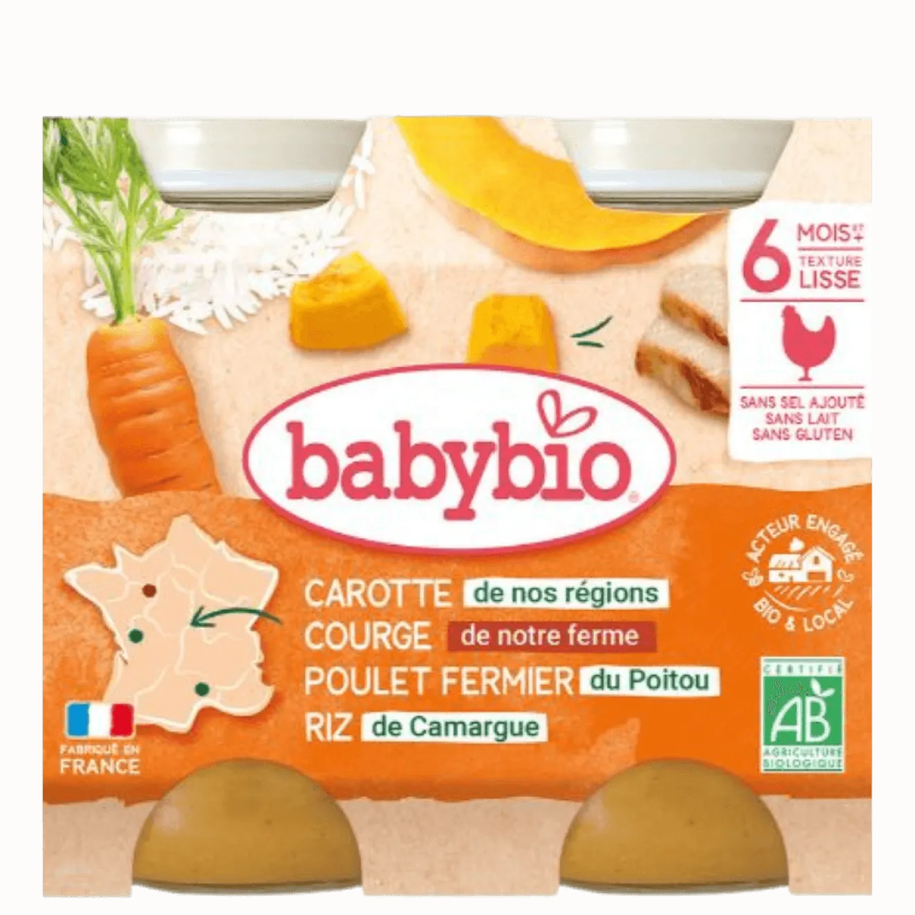 Carotte Butternut Poulet Riz dès 6 mois Bio