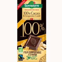 Chocolat 100% Cacao Gingembre Bio