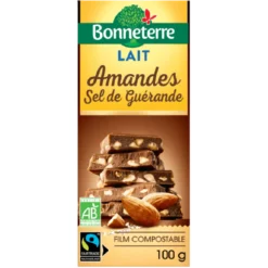 Chocolat Lait Amandes Sel Guérande Bio