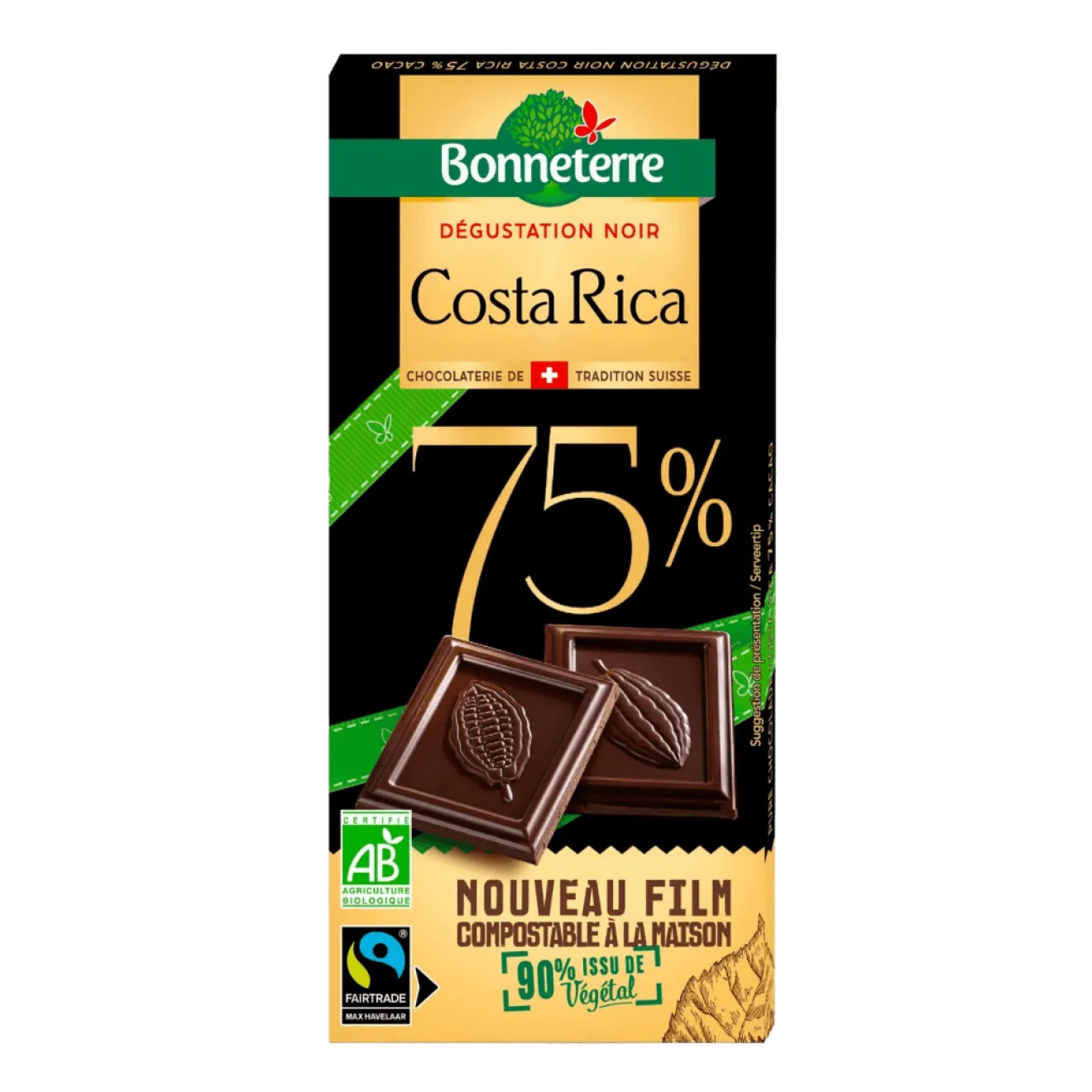 Chocolat Noir Costa Rica 75% Bio