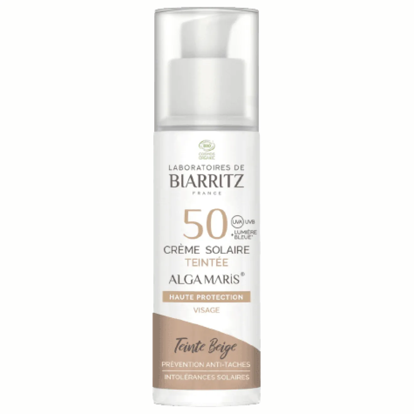 Crème solaire visage teintée SPF50 Beige Bio