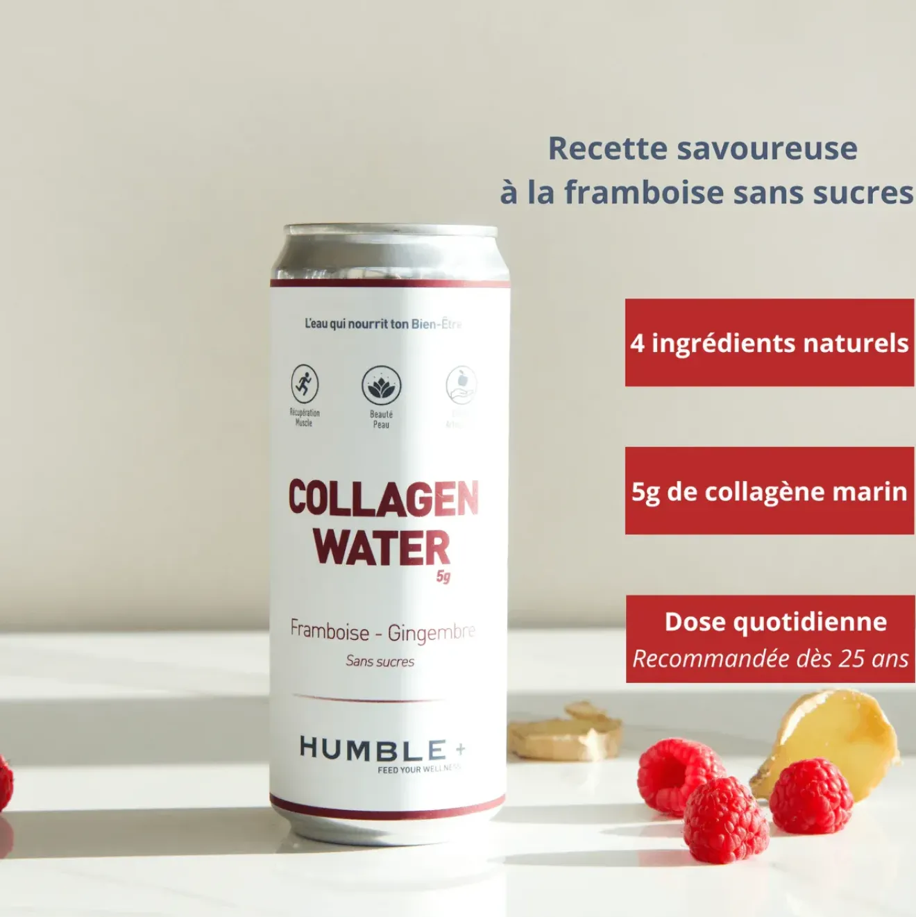 Eau Collagene Framboise gingembre