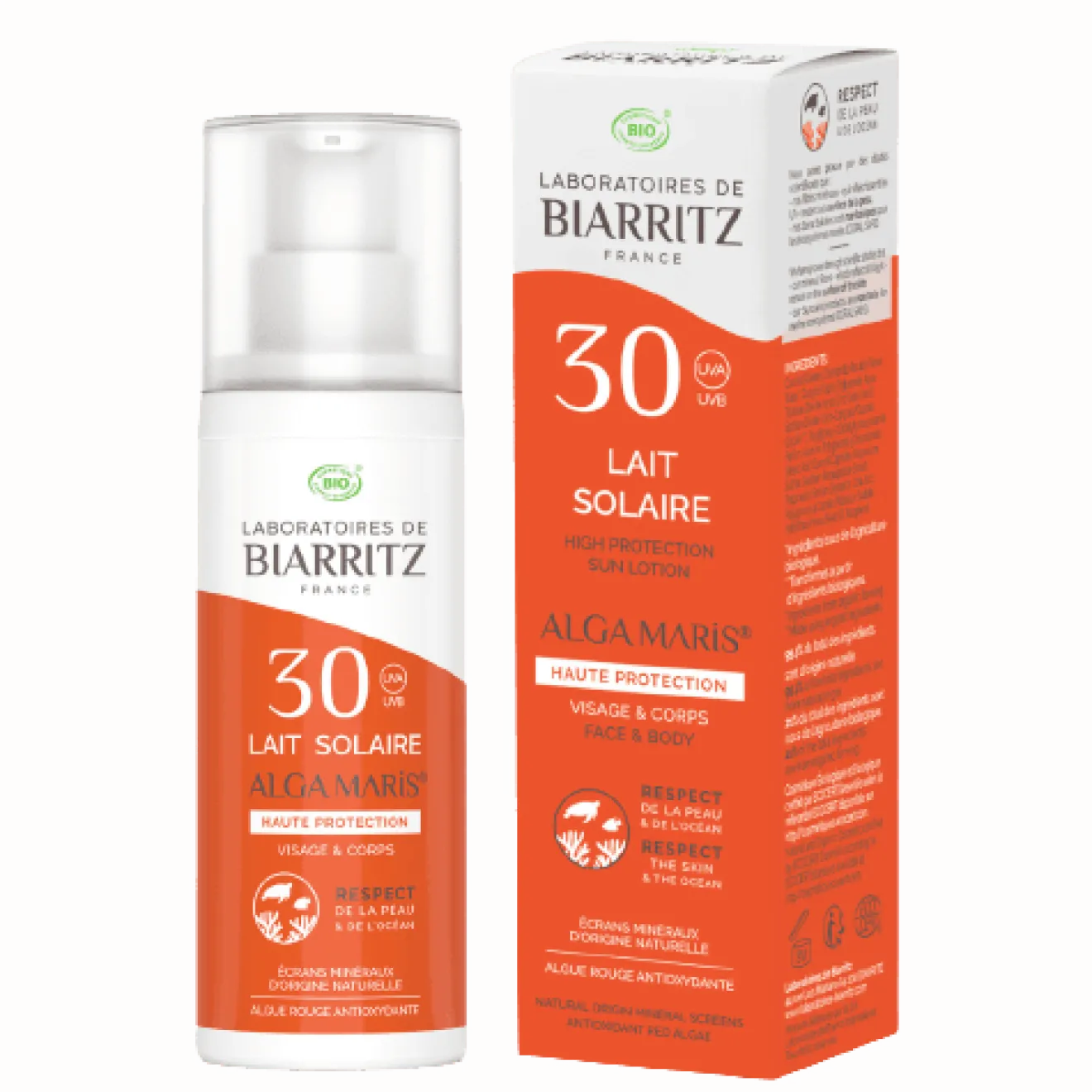 Lait solaire SPF30 visage et corps Bio