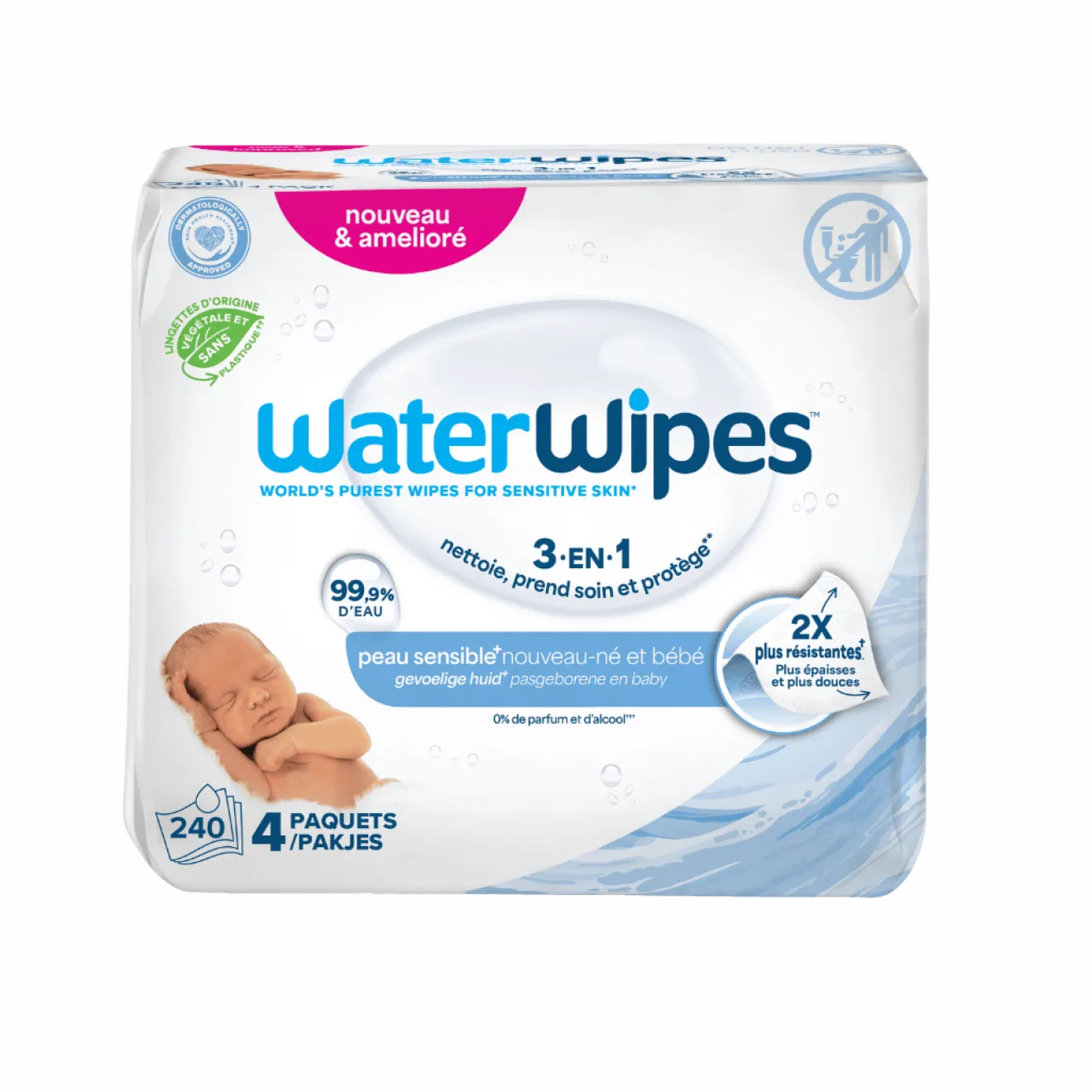 Lingettes Bébé Eau Extrait Pamplemousse Bio