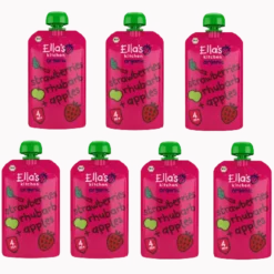 Lot Gourdes Fraise Rhubarbe Pomme + 4 mois Bio