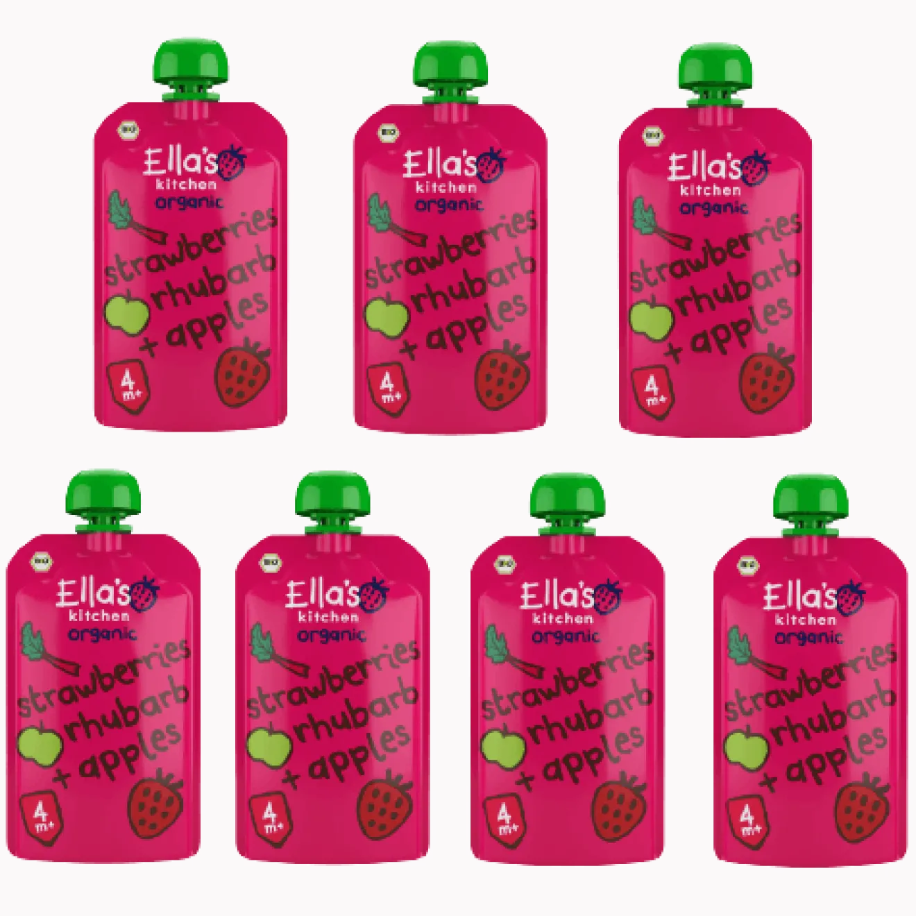 Lot Gourdes Fraise Rhubarbe Pomme + 4 mois Bio
