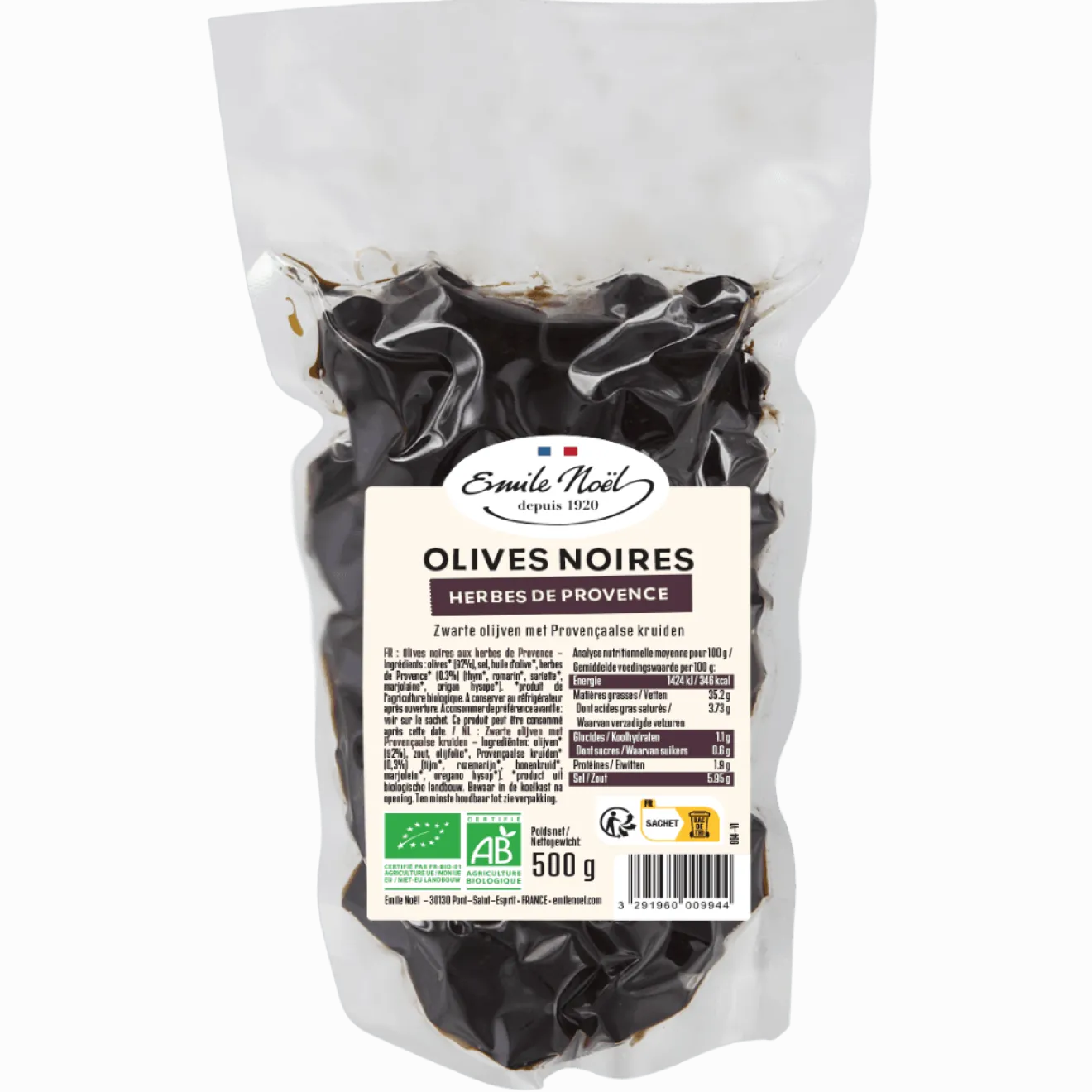 Olives Noires Herbes Provence Bio