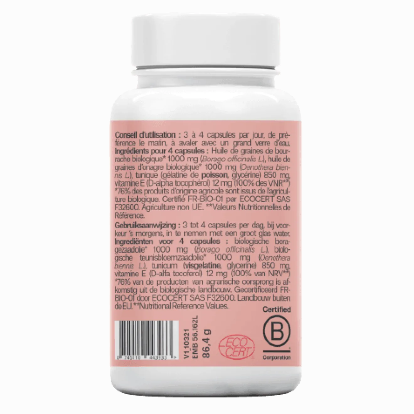 Onagre Bourrache - 1000mg (peau, ongle, cheveux) Bio