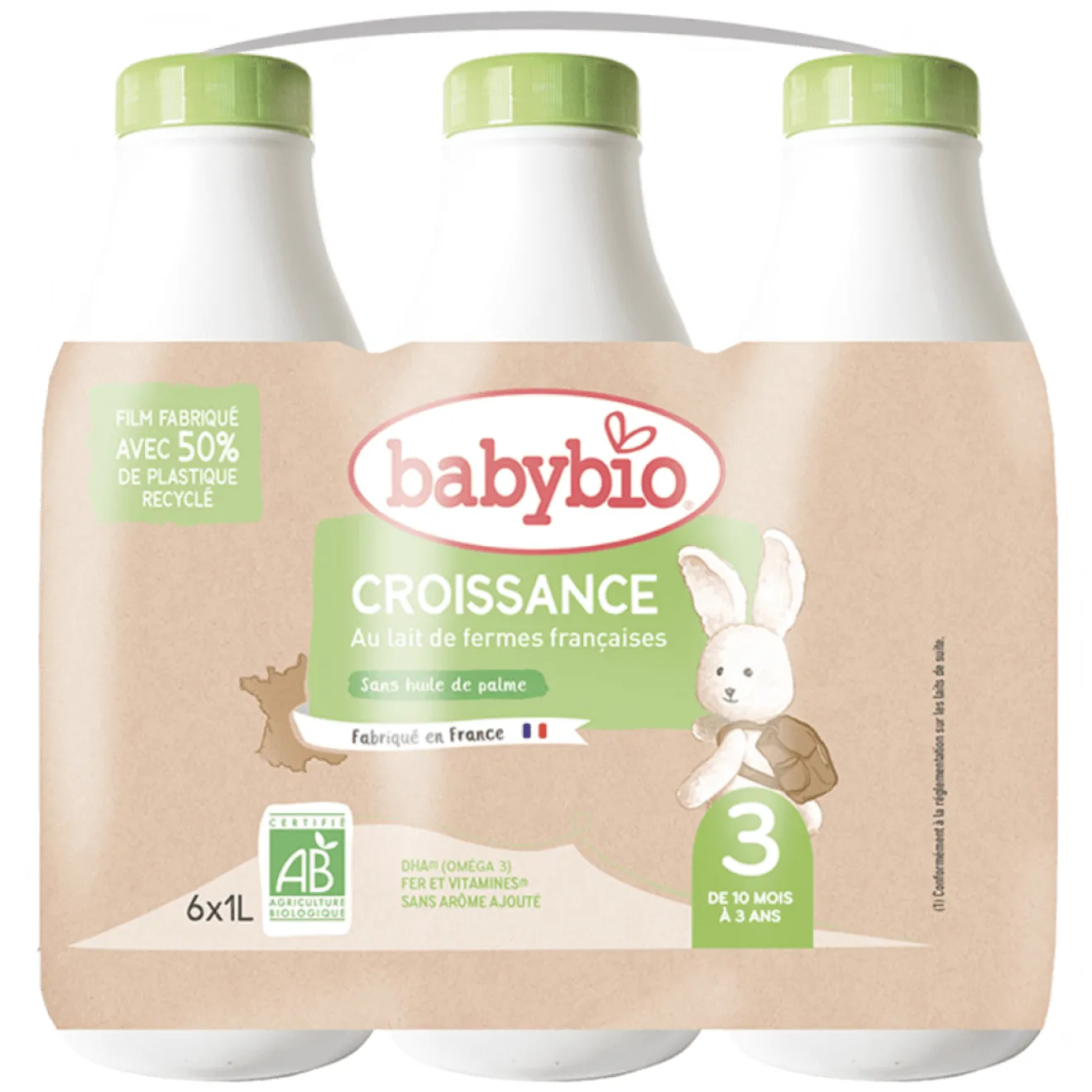 Pack Lait Croissance 3 Liquide Vache 10 à 36 mois Bio