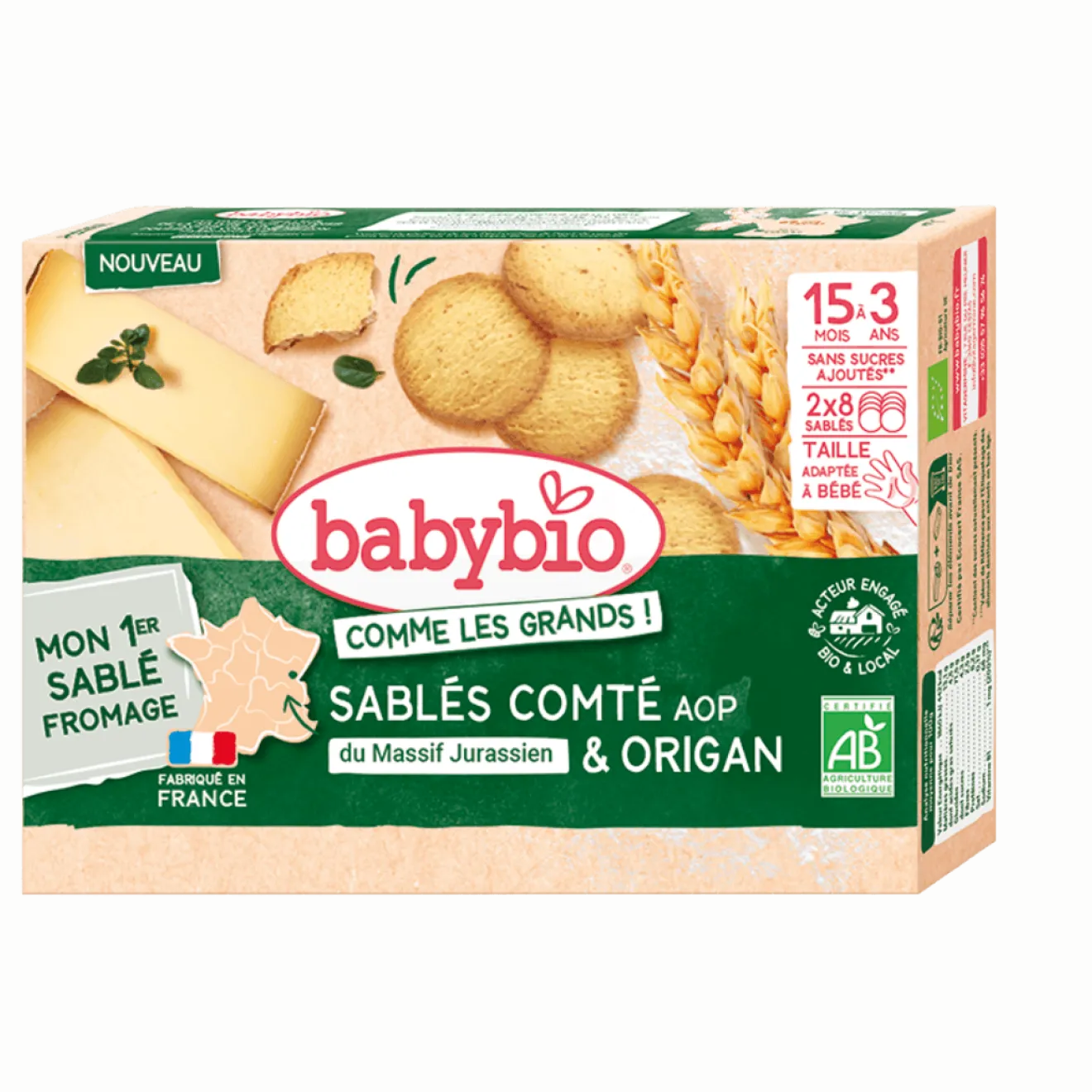 Sablé Comté Origan Bébé sans sucre ajouté + 15 mois Bio