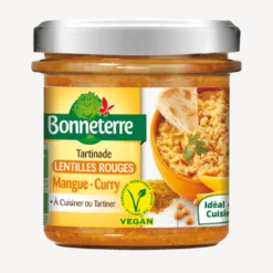 Tartinade lentilles rouges mangue curry Bio